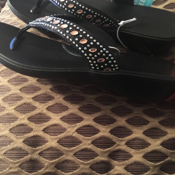 Black small wedge sandal 7/8 - Picture 2 of 3